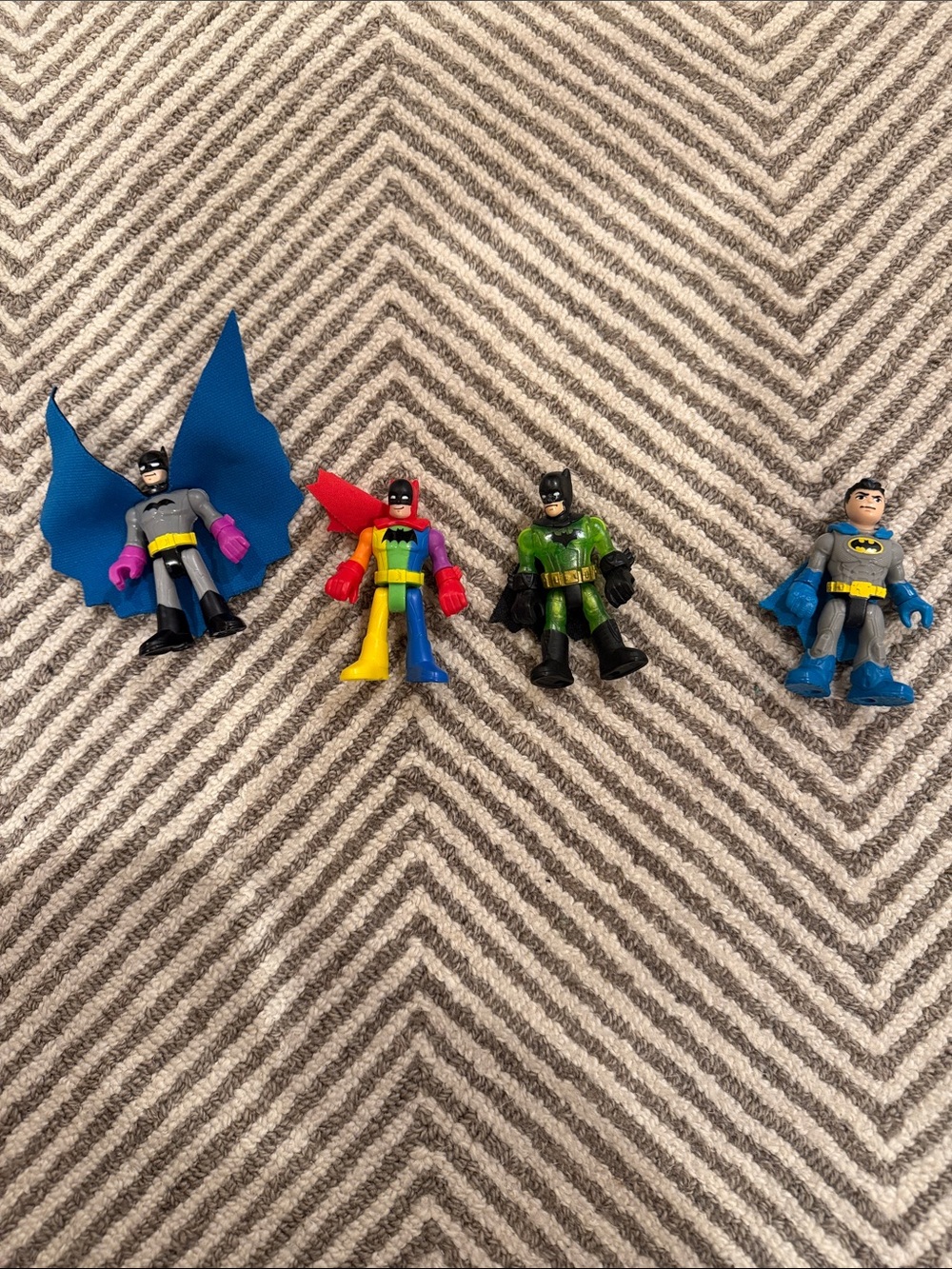Batman Kids Costume Figures Set - Blue, Red, Green Variants